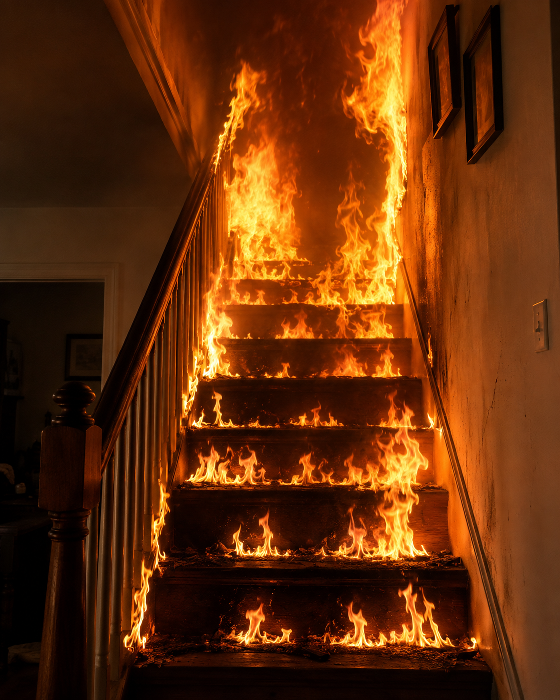 Fire on stairwell